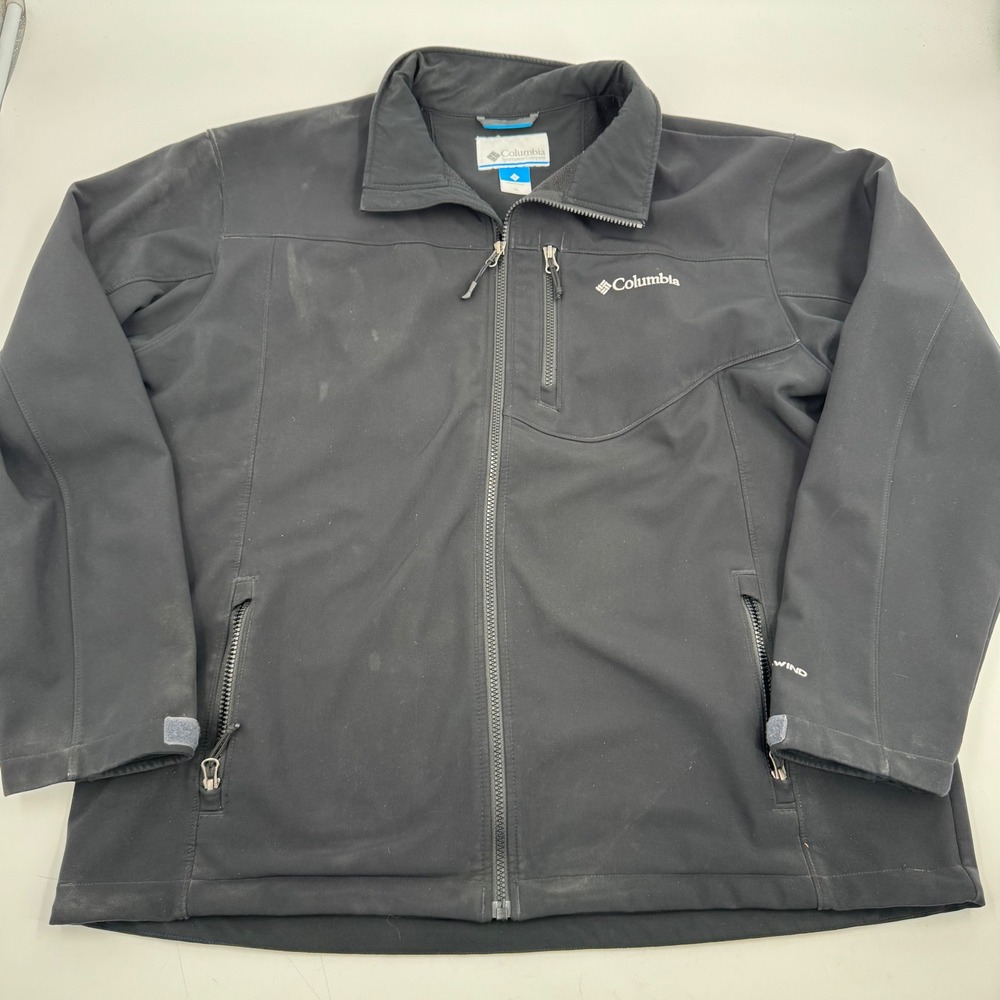 Columbia Mens XL Omni Windbreaker Full Zip Softshell Jacket Black